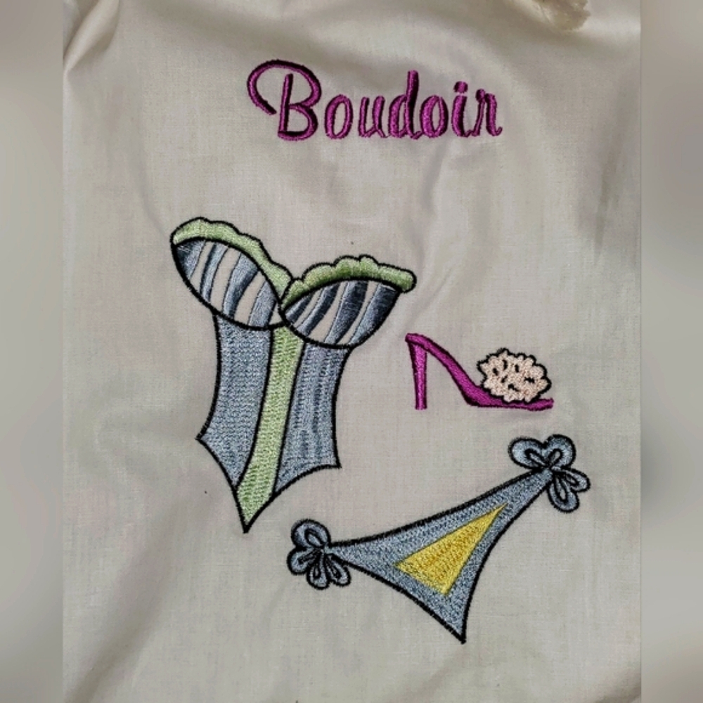 Lingerie Bag Embroidered Drawstring - Picture 2 of 7